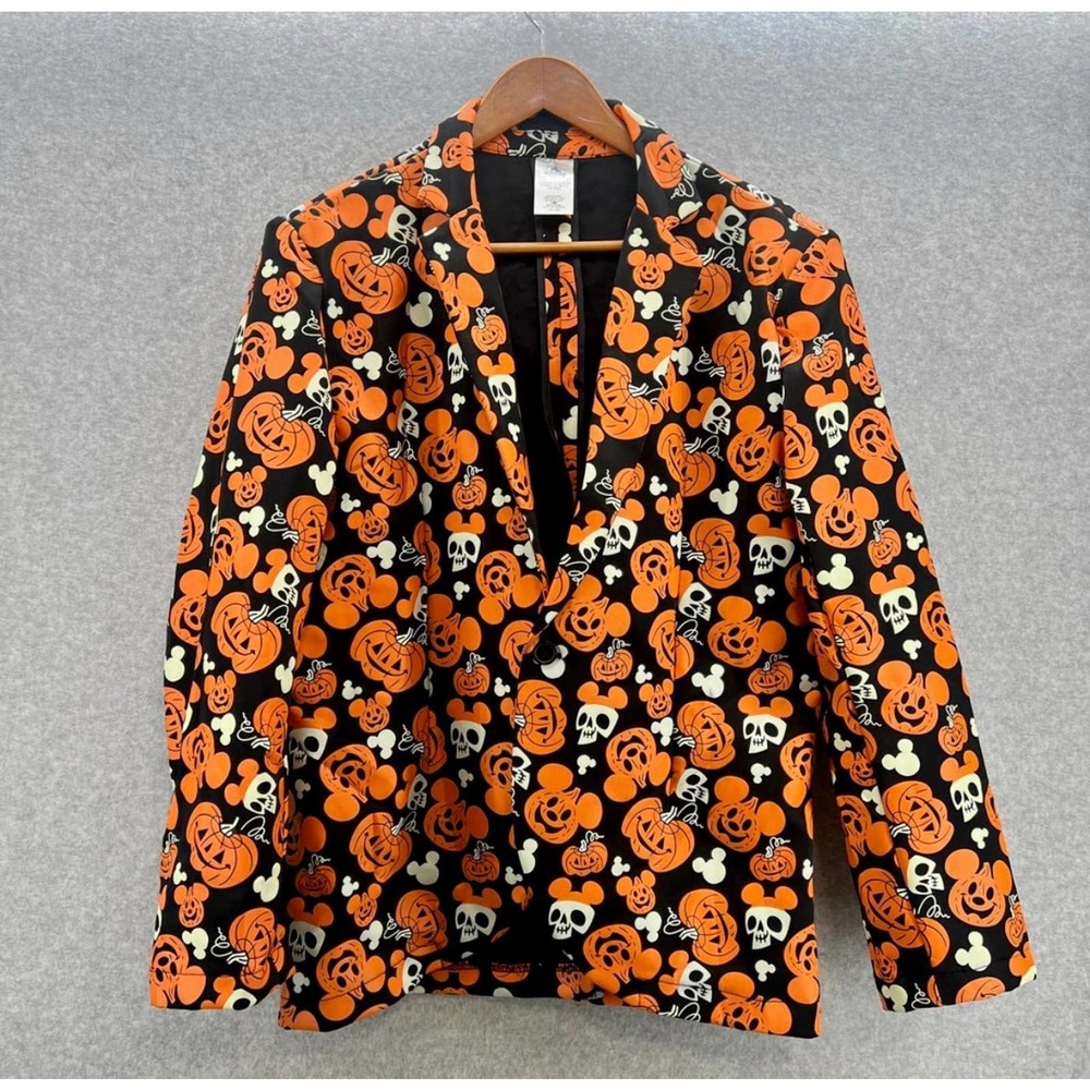 NWT Mickey Mouse Pumpkin Glow-in-the-Dark Half Suit & Light-Up Tie jacket large